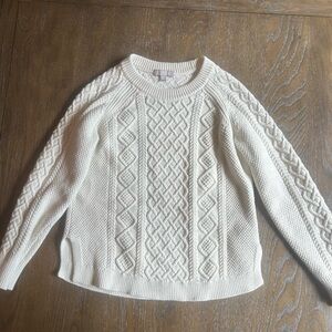 J. Crew White Cable Knit Sweater